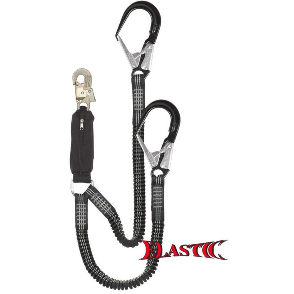 Longe de sécurité en Y élastique Edge Delta 2 avec crochets en aluminium 2 mètres