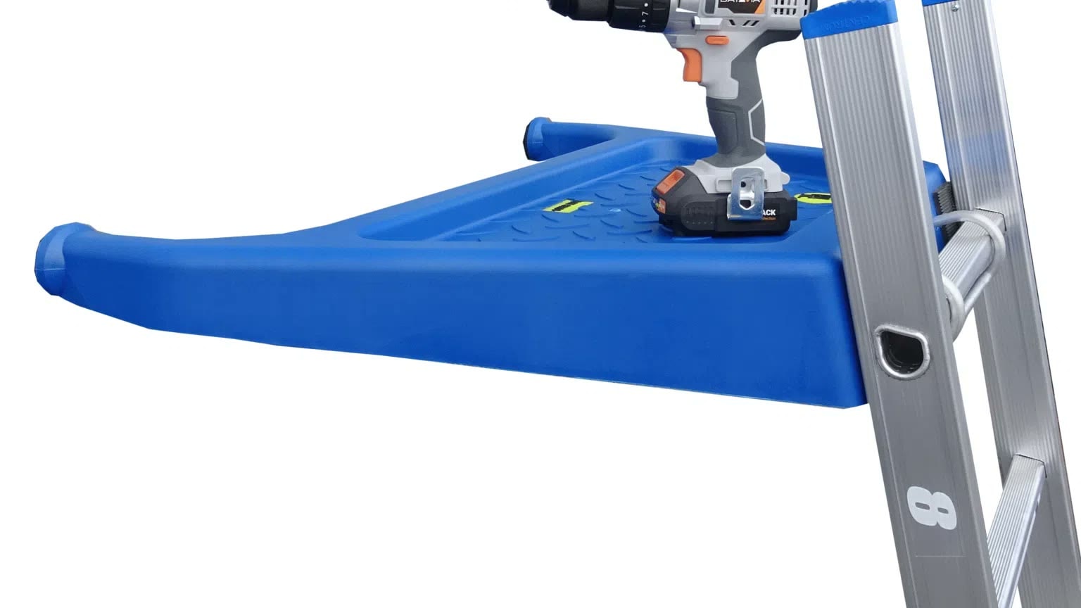 Ladderafhouder met plateau bovenaan een ladder
