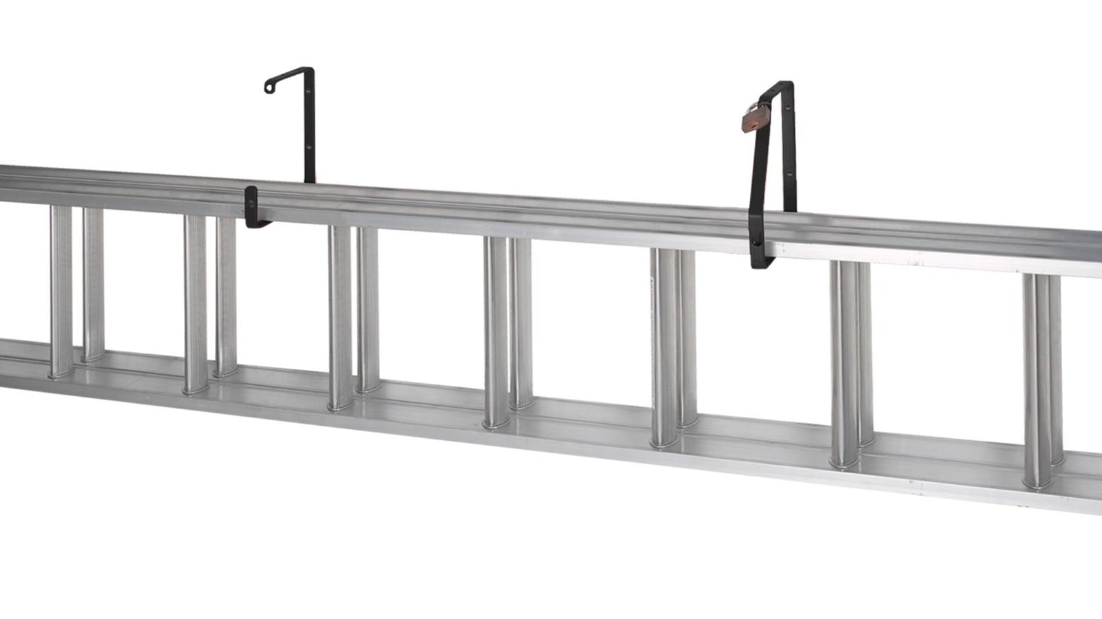 Aluminium ladder aan twee ophangbeugels