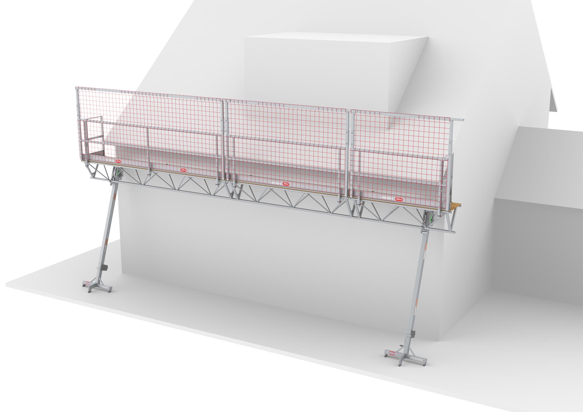 Pont triangulaire modulaire Altrex MTB avec garde-corps de toiture