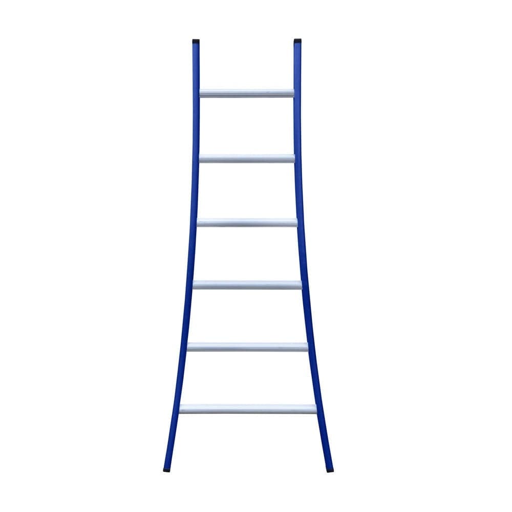 Eurostairs Blauw Gecoate Enkele Ladder met Uitgebogen Voet