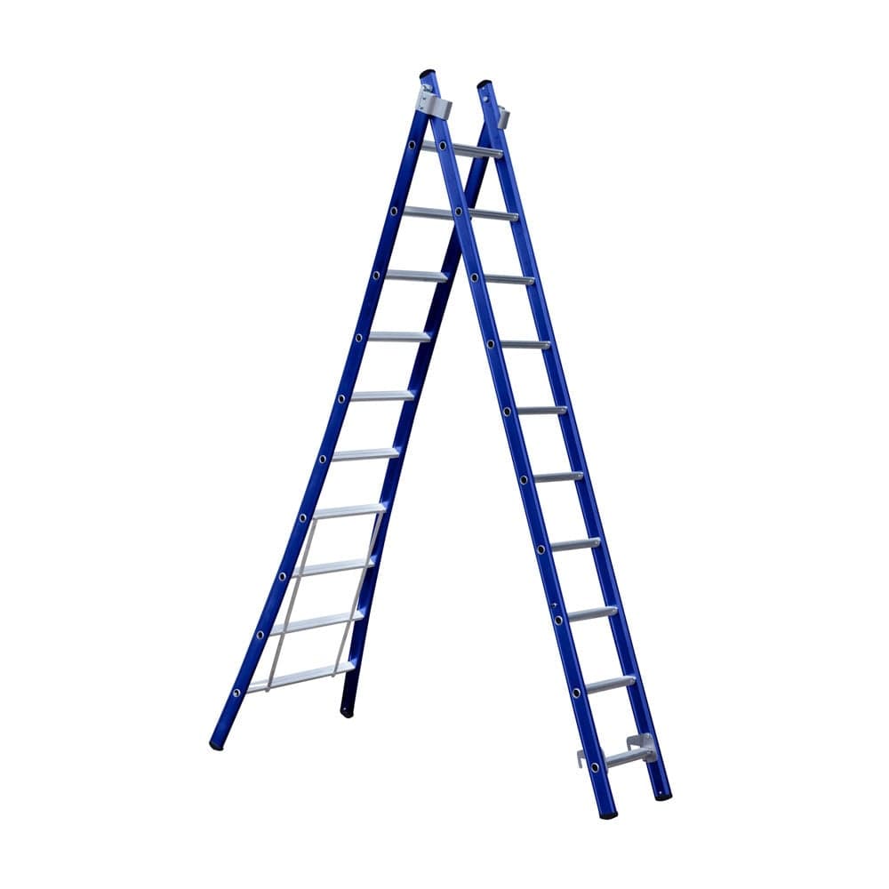 Eurostairs Blauw Gecoate Reformladder met Uitgebogen Voet