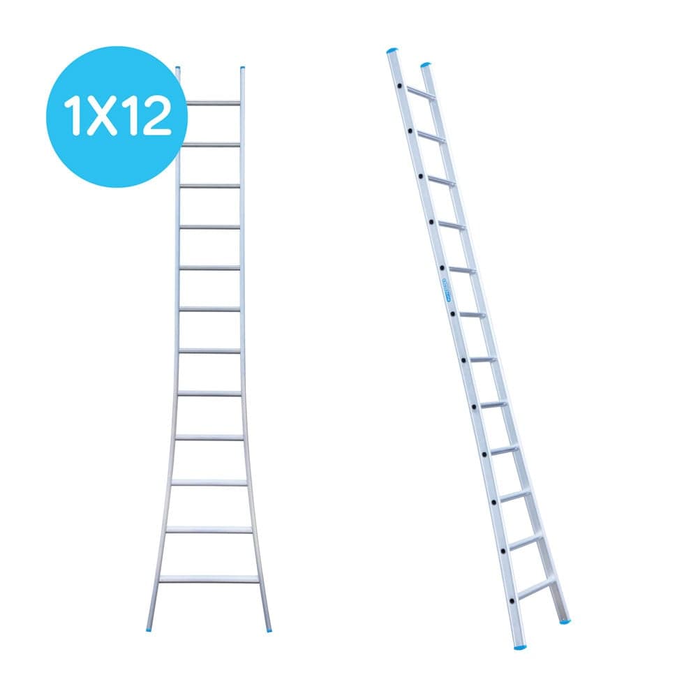 Eurostairs Enkele Ladder met Uitgebogen Voet