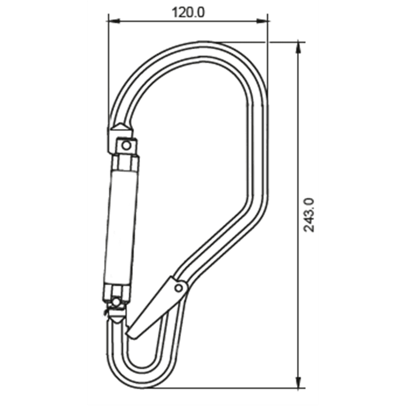 Kratos Karabijnhaak Aluminium met Automatische Vergrendeling 60 mm Voorzien van Extra Clip