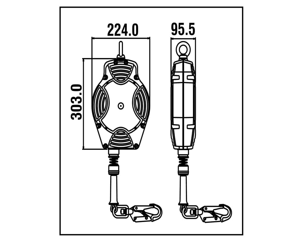 Kratos HELIXON Valstopblok in Polymeer Behuizing met Gegalv. Stalen Kabel 20 m -ATEX