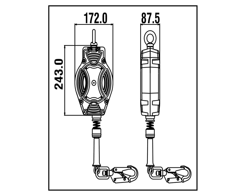 Kratos HELIXON Valstopblok in Polymeer Behuizing met Gegalv. Stalen Kabel 10 m -S