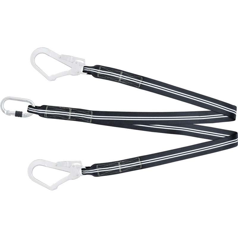 Kratos Leeflijn Y-lijn met 45 mm Band 1,5 m incl. Karabijnhaak met 2x Steigerhaak FIREFREE