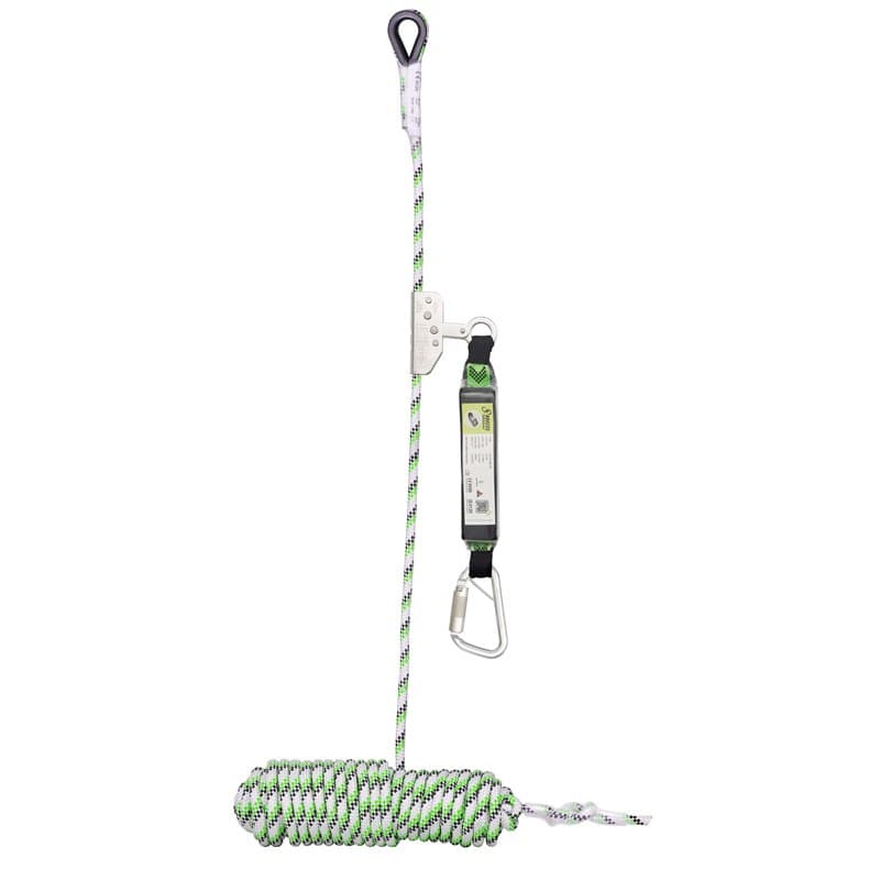 Kratos Veiligheidslijn met Vaste Lijnklem RVS incl. Energie-absorber Koord 12mm - Lengte 20 M