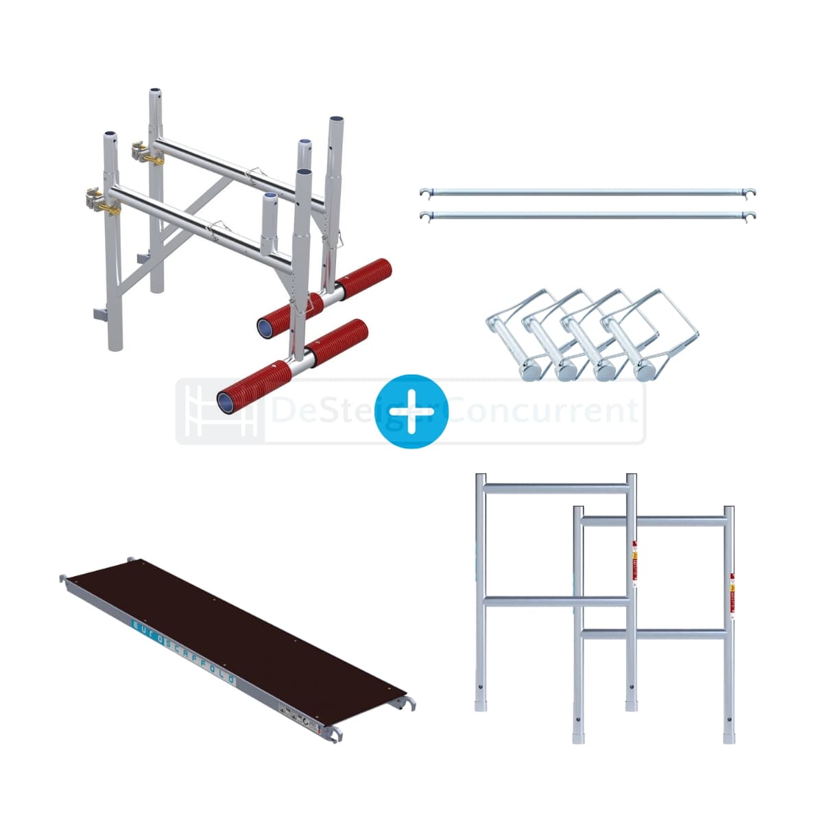 Euroscaffold Uitwijkconsole Complete Set (verstelbaar) - L190xB75cm - Carbon-Deck® platform