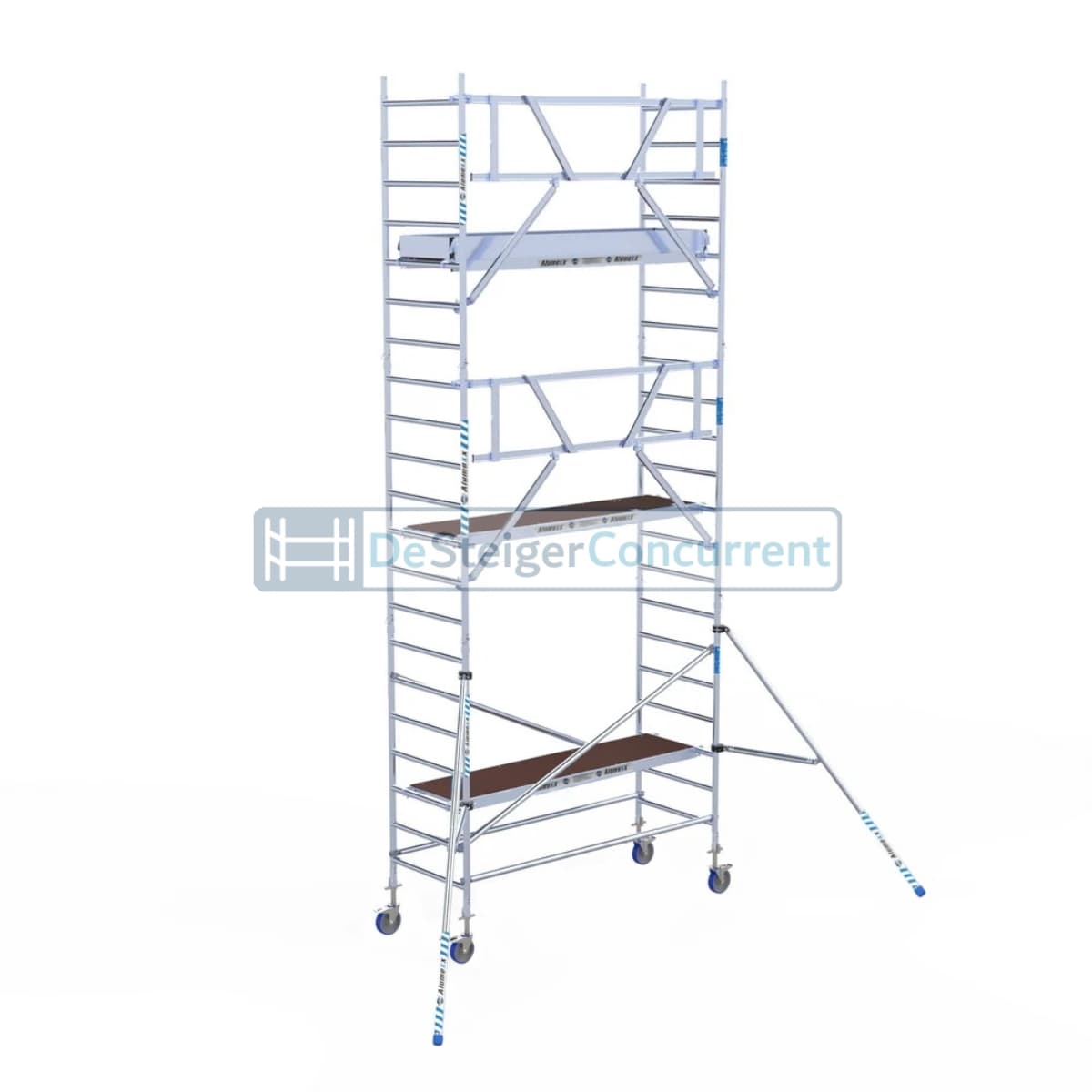 Alumexx Rolsteiger AGS-Pro - L250xB90cm - 7.20m werkhoogte - Gebruik tegen de gevel - Houten platformen